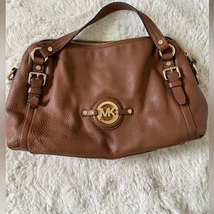 Michael Kors Brown Soft Pebbled Leather Handbag.